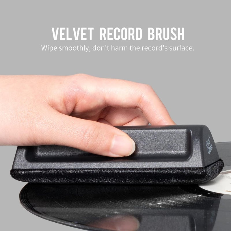CLICK CLEAN Vinyl Record Cleaner Kit, Anti-Static, Includes Ultra-Soft Velvet Brush & Small Microfiber Brush, Drawstring Storage Pouch - Image 3